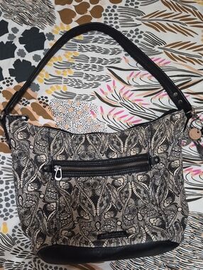 Sakroots Black and Cream Owl Print Bag And Matching Wallet Set